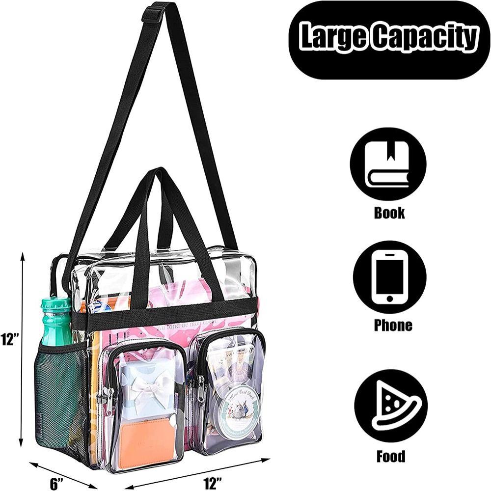 Stadium Approved Large Capacity Backpack Front Pocket Clear Bag Handbag Transparent Purse Shoulder Bag
