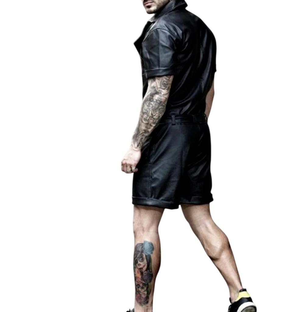 Gym Sports Lambskin Leather Black Short Genuine Men's Pants Boxer With Pocket