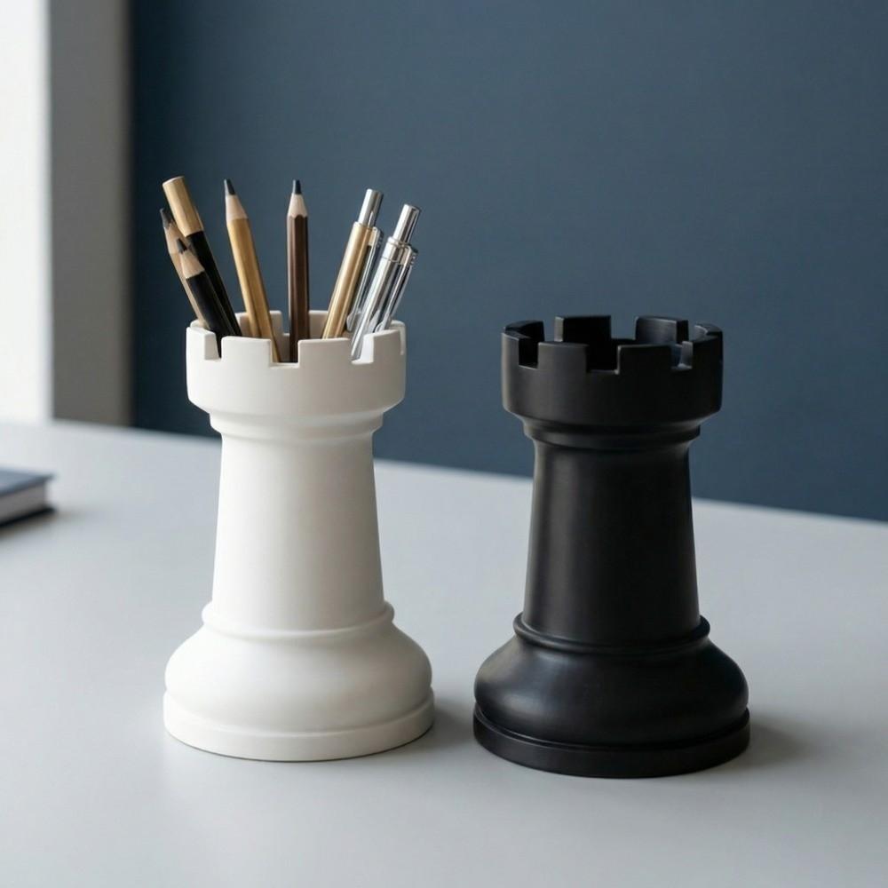 Plastic Chess-Shaped Pen Holder Multi-function Creative Pencil Storage Box Flower Vase Makeup Brush Storage Cup Office