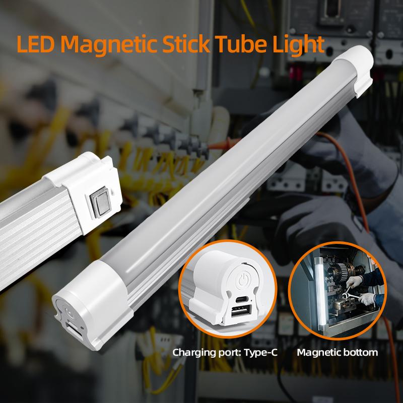 Multi Modes Rechargeable Magnetic LED Stick Tube Light 223g Lightweight Household Maintenance Outdoor Emergency Lighting