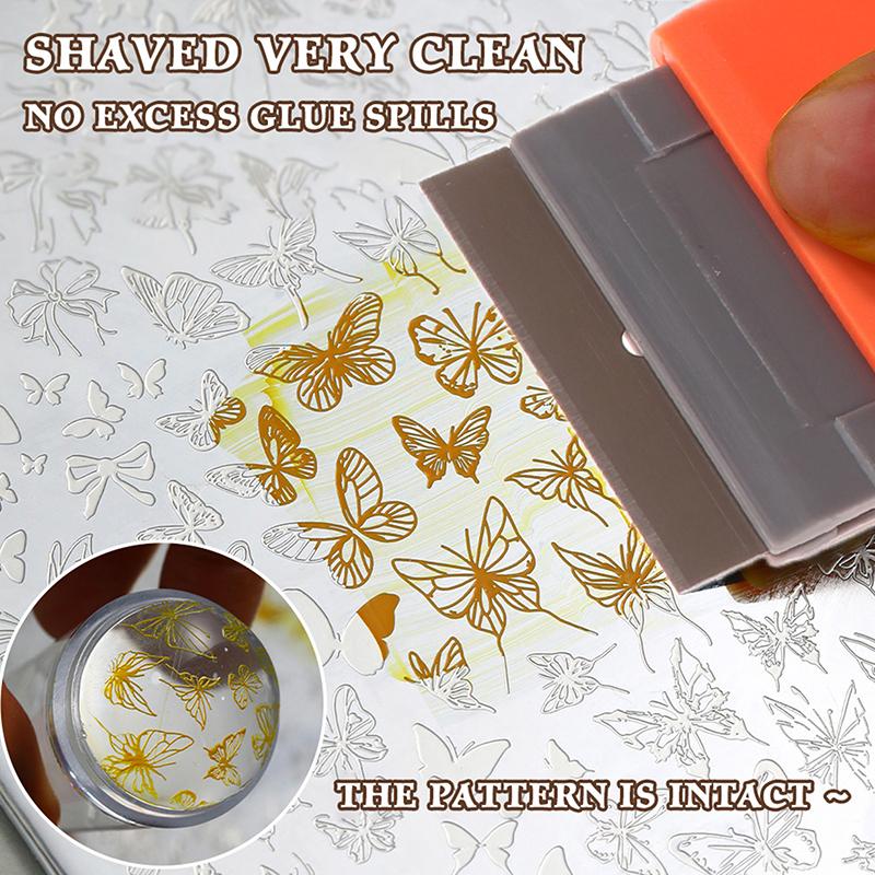 Nail Art Stamping Steel Plate Scraper Pattern Clearer Removable Cleaning Shovel Glue Stickers Tools For Nail Art Accessories