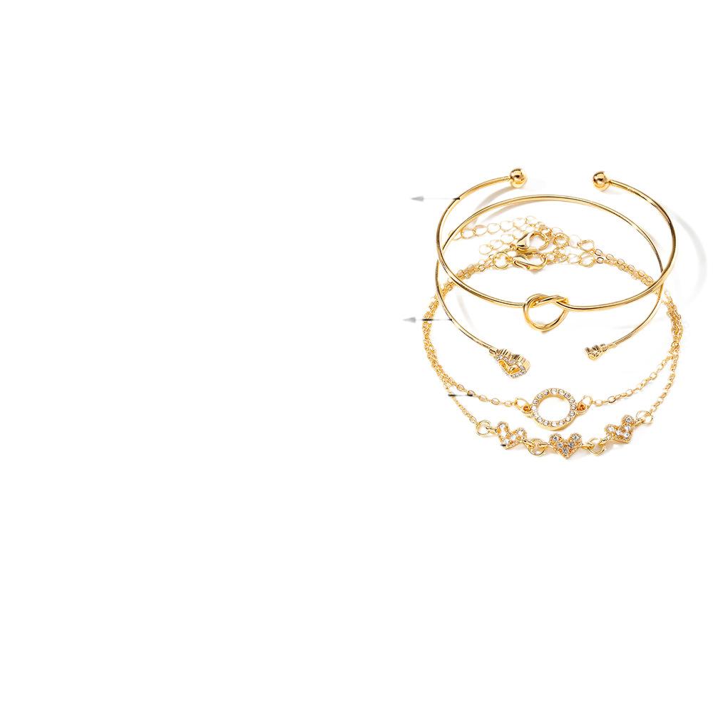 European and American new alloy love knotted bracelet, niche design jewelry knotted opening bracelet 1-piece set