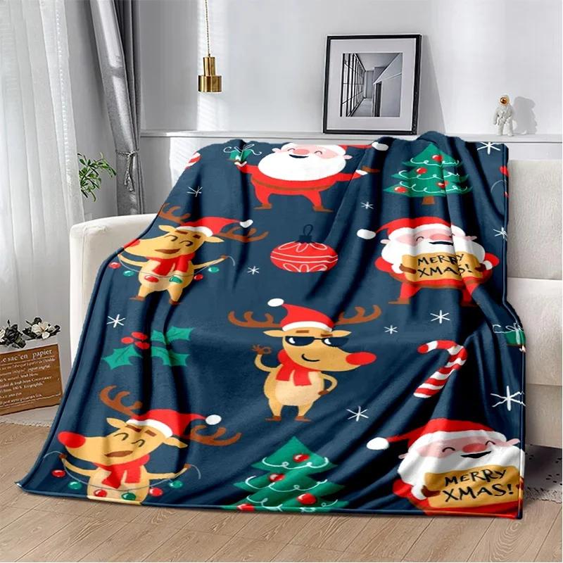 Merry Christmas Tree Santa Claus Kids Gift Cartoon Plush Blanket,Flannel Blanket Throw Blanket for Living Room Bedroom Bed Sofa