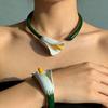 Glazing Calla Choker Necklace Vintage Floral Enamel Bracelet Fashion Flowers Jewelry Set  Vacation