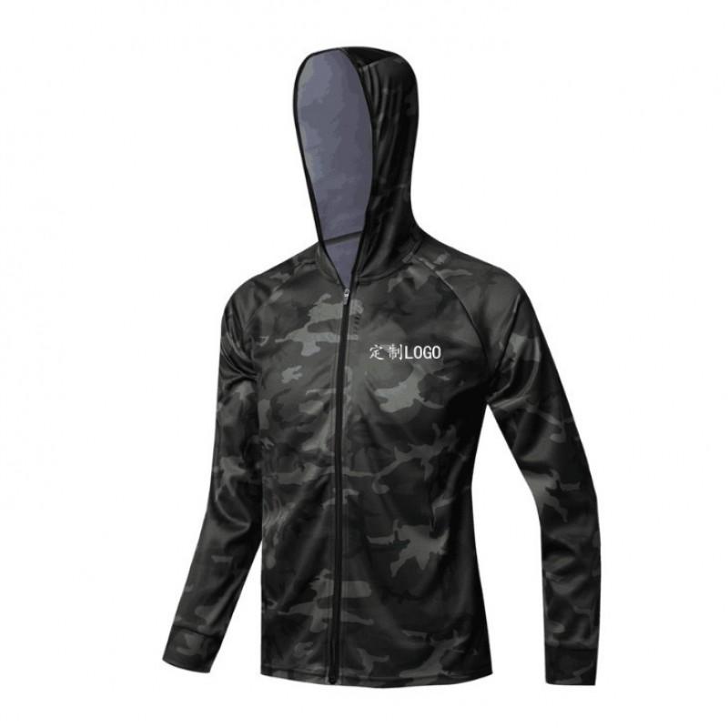 Herren Quick-Dry Angelhemd Mit UPF 50 Sonnenschutz Atmungsaktiv Eis Seide Stoff Camo Grün Übergröße Bis 6XL