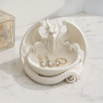Gift for Fantasy Fans Gothic Dragon Jewelry Tray, 3D Printed Figurine, Mythical Creature Desktop Bedside Table Accessory Tray Organizer Keys