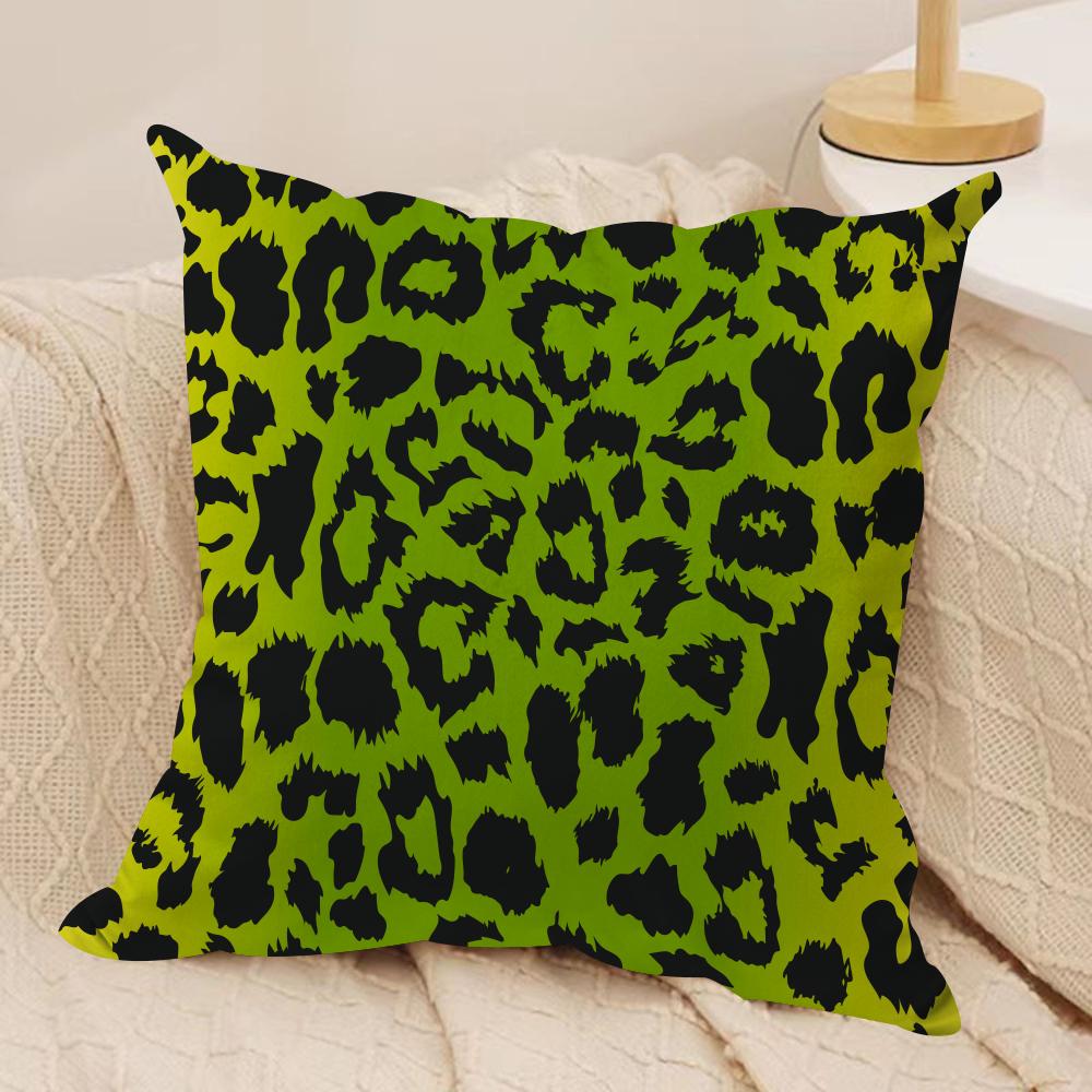 Leopard Print Texture Cushion Cover Soft Plush Fabric Double-Sided Printed Sofa Cushion Cover for All Seasons Home Decor Gift