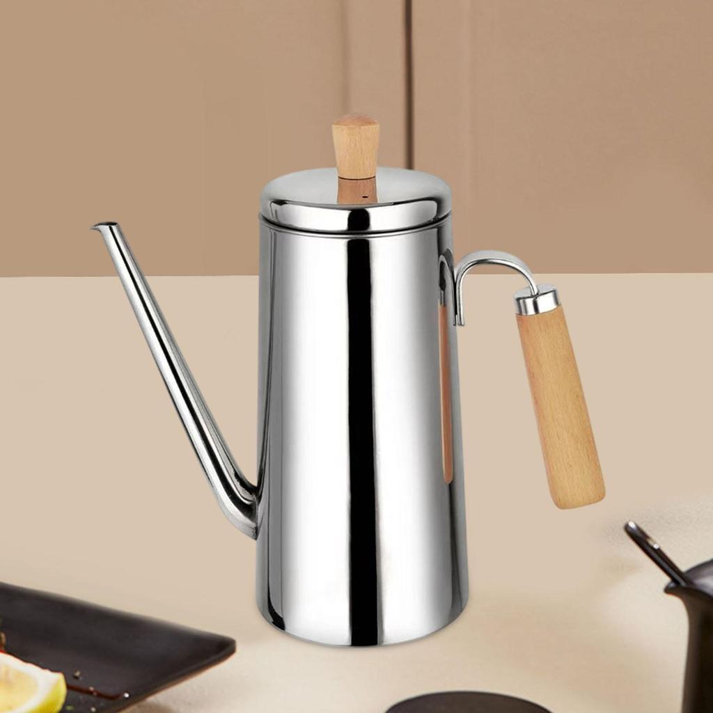 Edelstahl Ölspender Flasche Küche Einfaches Ausgießen mit Komfortablem Griff Topf Vielseitig