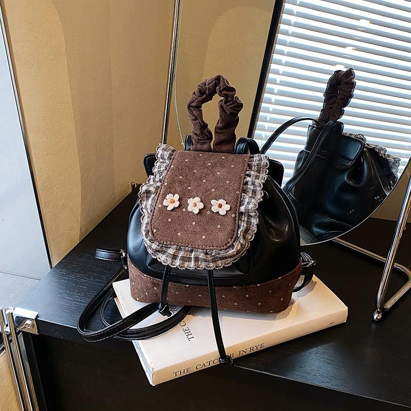 Minimalist Denim Patchwork Small Backpack For Daily Use