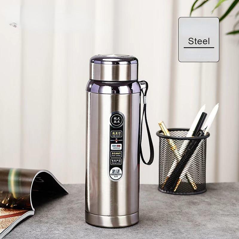 Large Capacity Thermos Cup 600ml /800ml/1000ml Vacuum Flasks Portable Stainless Steel Thermos Cup Water Bottle Travel Tea Mug Office Thermos Cup