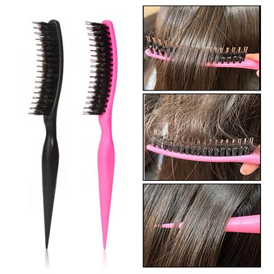 BEPAN 3 In 1 Teasing Bristle Hair Brush Edge Control Comb for Women Slick Back Comb with Rat Tail Pick Volumizing & Lift Styling Tool
