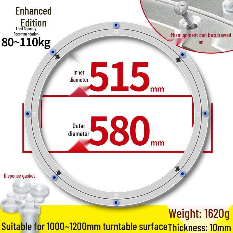 Round Marble Wooden Dining Table with Silent Aluminum Lazy Susan and Rotating Base