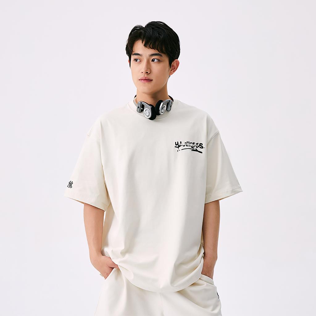 New MLB New York Yankees Basic Collection SS25 T Shirt Unisex Deep Ivory 3ATSB4053-50CRD