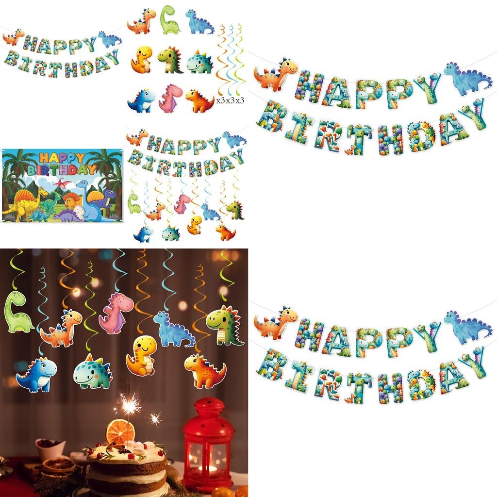 Dinosaur Party Decorations Banner And Spiral Hangings For Childrens Birthday Event