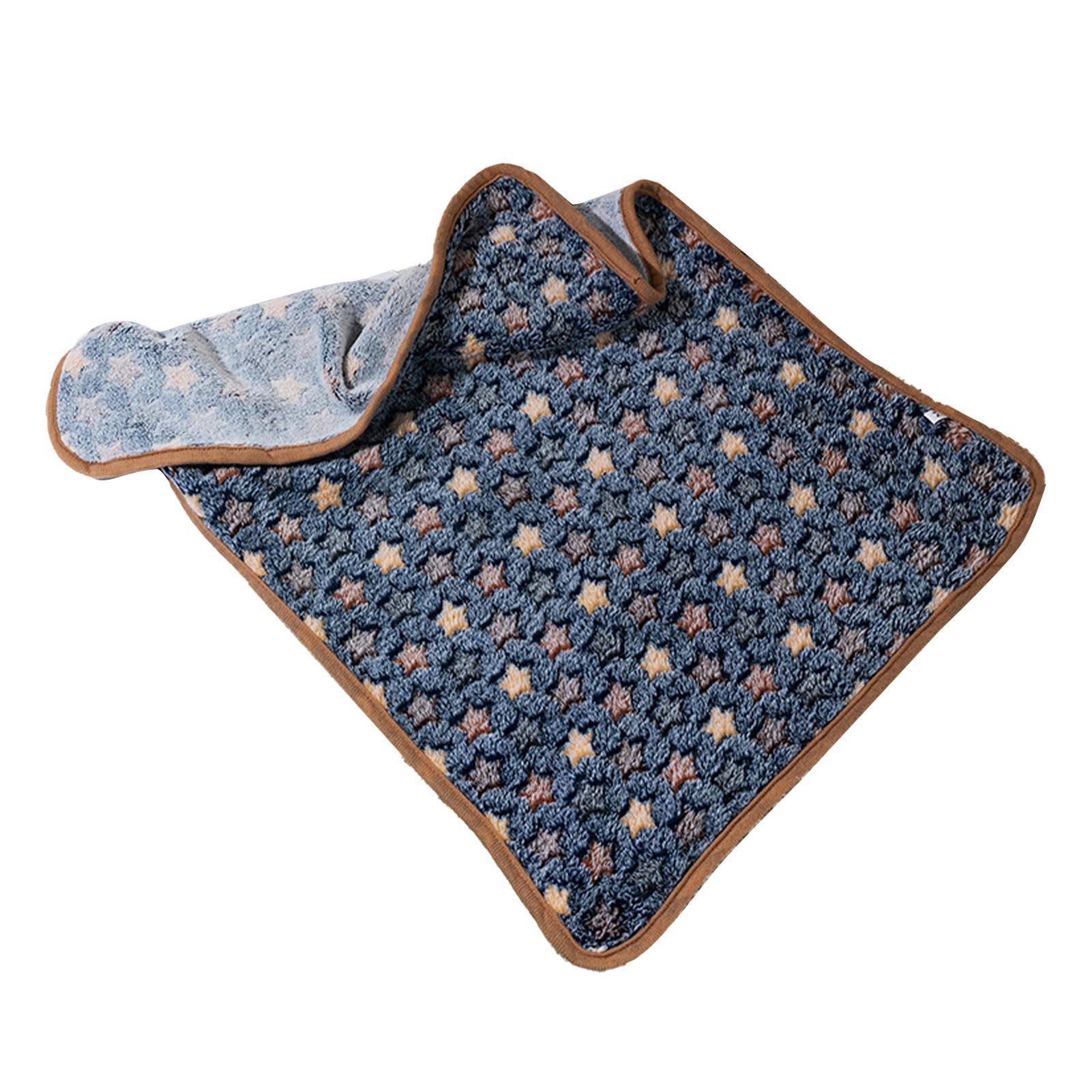 

Warm Pet Blanket Autumn Winter Little Star Print Fluffy Cold Proof Dog Cat Blanket for Puppies Dogs Cats Purplish Blue M