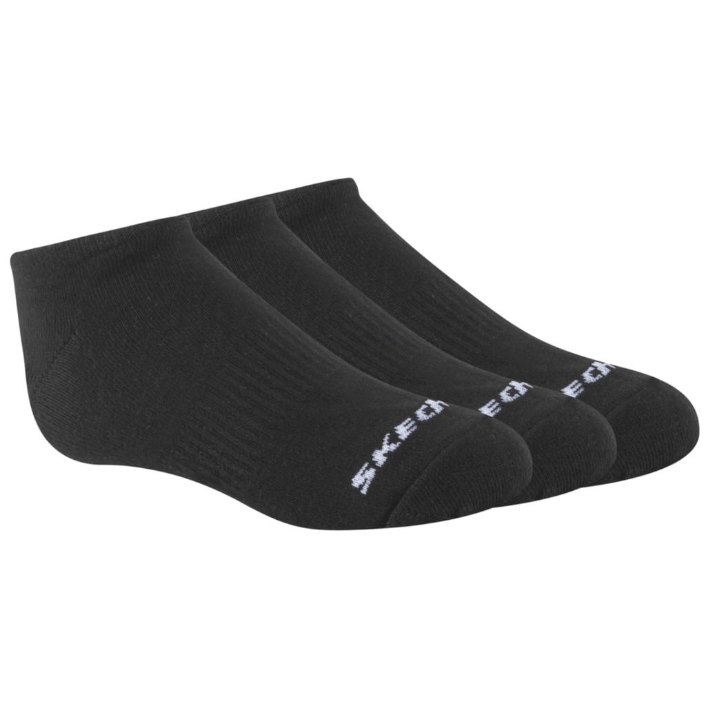 Skechers 3pk Unisex Non Terry No Show, Unisex Black Socks