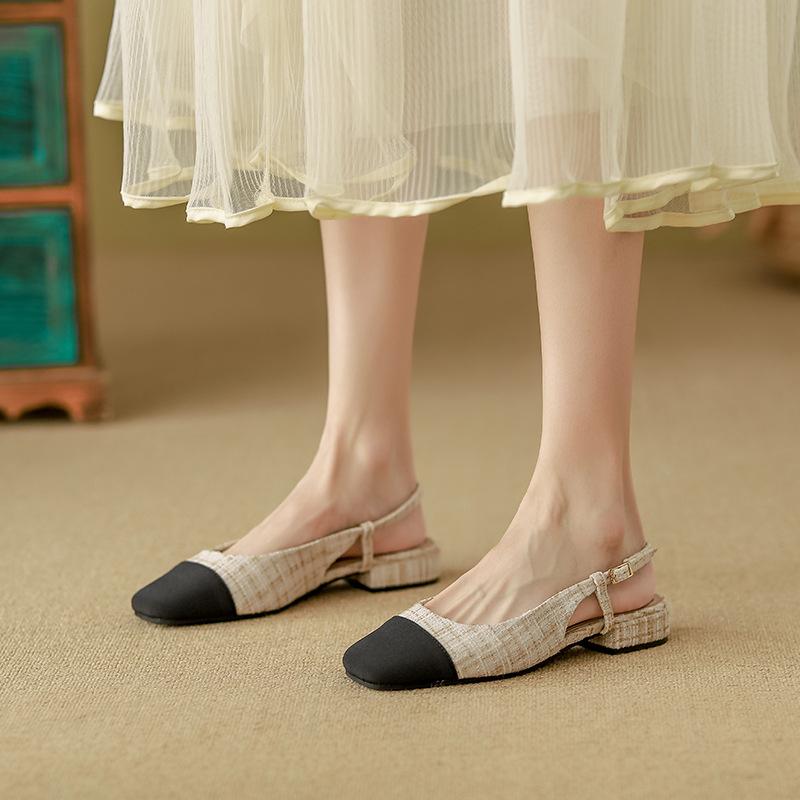 Xiaoxiangfeng Back Empty Single Shoes Women's 2025 Bag Head Sandals Women's Fashion Square Head Light Mouth Advanced Sense Huizhou Women's Shoes Co