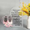 2D Flat Acrylic Heart Sister Gift Desktop Decoration Plaque, Home Decor Plaque Hanging Wall Art Decorative Garden Decoration for Room Door Signs Hangi