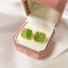 Silver Needle Stud Earrings Design Sense Light Luxury Earrings Olive Green Earrings Green Retro