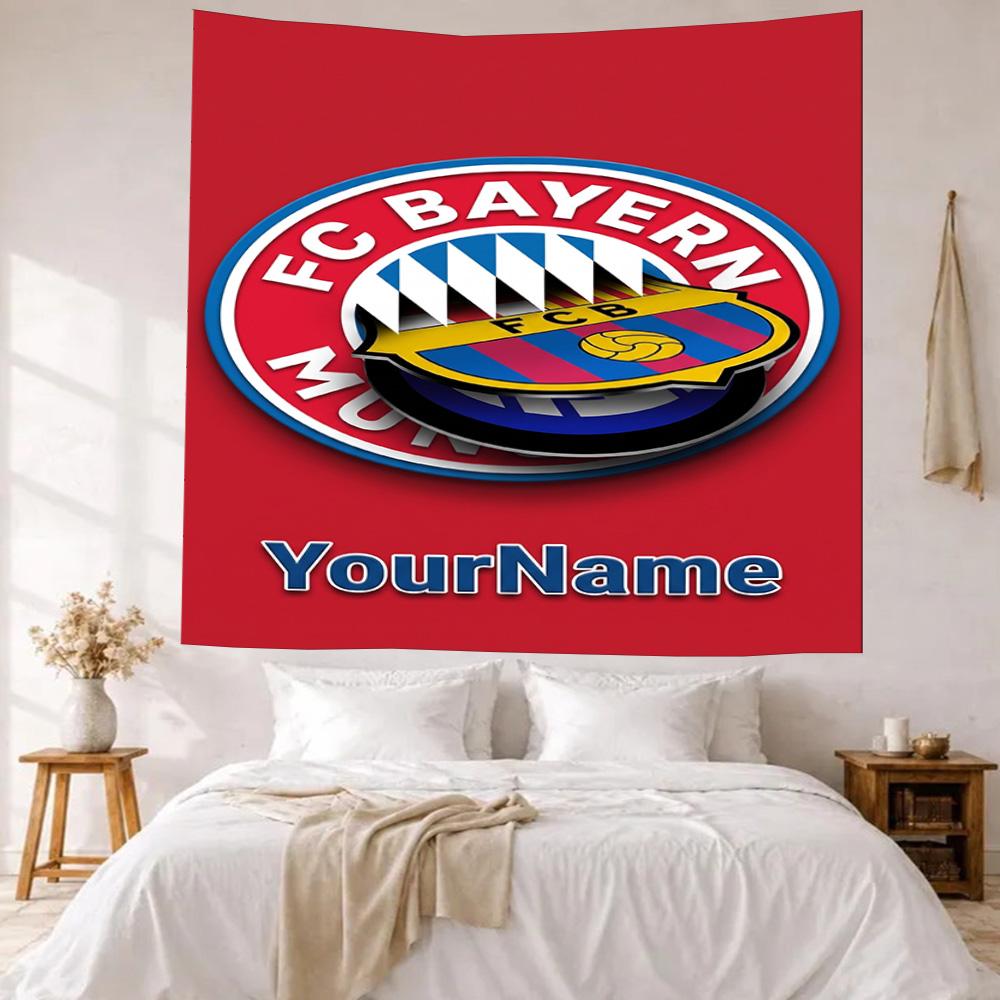 Fc Bayern Mnchen Custom Your Name Wall Decor Tapestry Art For Pet Memorial Birthdaywedding Party Backdrop Family Gift