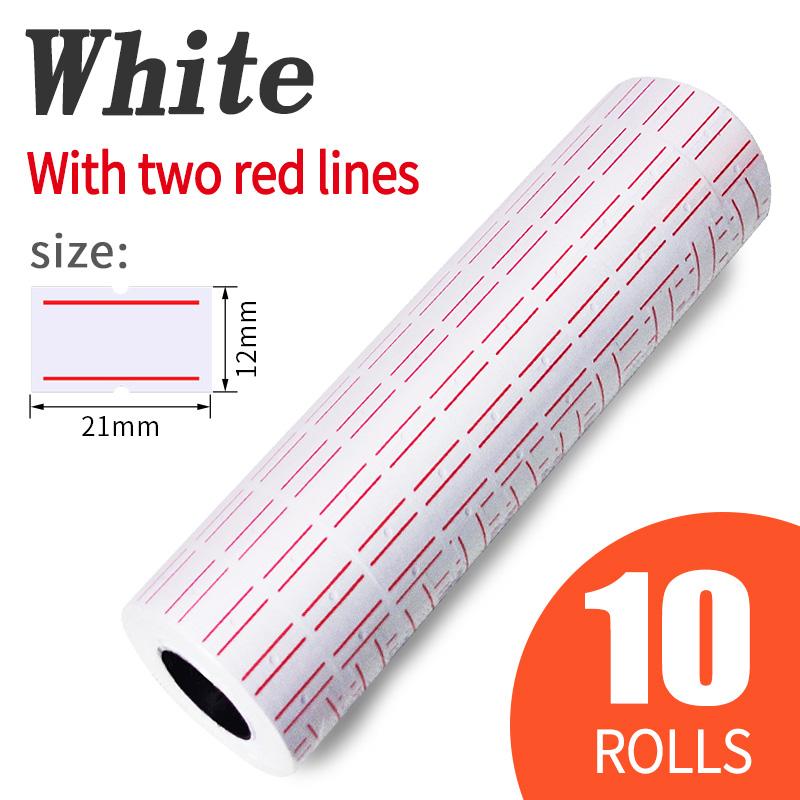 10 Rullar/parti Prisetikett för MX-5500 Prisspruta Etikettklistermärke, 4000 st Vit och Färg Butiksprisspruta Etikett
