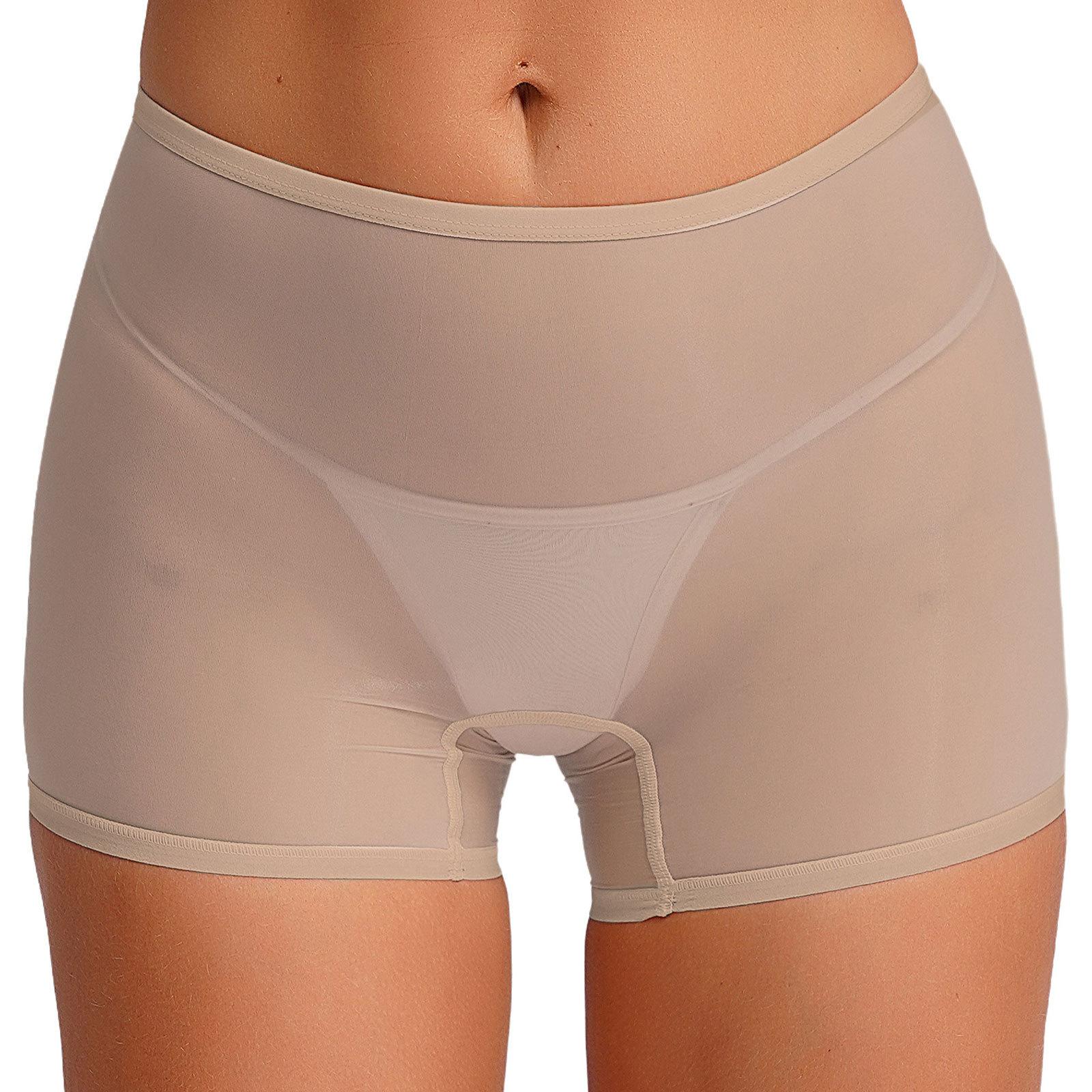 

Жіноча прозора білизна шортики-бойшоти, глянцева еластична посадка з низькою талією, зручні трусики для повсякденного носіння One Size тілесний