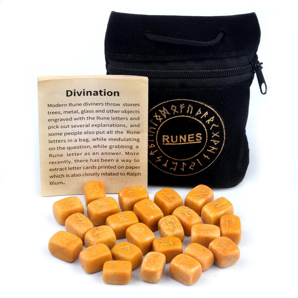 Hot Selling Natural Crystal Amethyst Runic Irregular Shape Carved Runes Stones 25 Pieces in a Cloth Bag for Gift Standard