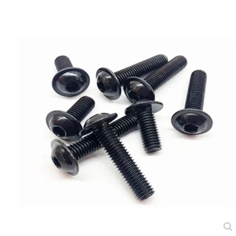 M2 M3 M4 M5 M6 M8 M10 ISO7380.2 דרגה 10.9 שחור בורג ראש כפתור פלאנג' עם צווארון דיסקיות ברגי אלן שקע משושה פנימי בורג