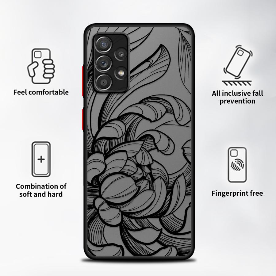 Phone Cover Case for Samsung Galaxy A16 A15 A17 A52 A35 A52S A72 A56 A55 A14 A23 A53 A54 A73 A33 A34 A36 Creative Art Flower