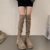 Fashion Mid Heels Women Long Boots 2025 Fashion Suede Platform Shoes Designer Elegant Winter Clasical Pumps Dress Knee Boots De Mujer