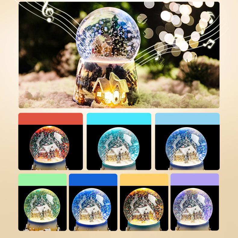 Castle In the Sky Crystal Music Box: Glowing Snowfall Ornament for Christmas & Children's Day