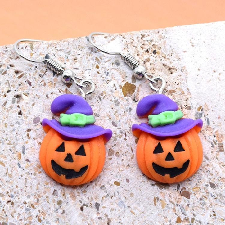 Fashion Pumpkin cat Hat Dangle Earrings Jewelry Halloween Cartoon Resin Earring