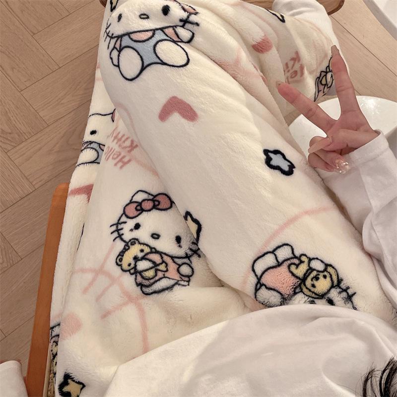 Damen Hello Kitty Halloween Flanell Schlafhose - Dick, gemütlich und mit Samt gefüttert für Herbst und Winter
