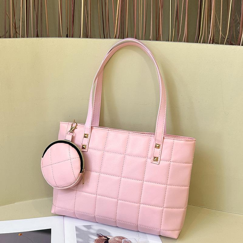 Women's 2025 Quilted Shoulder Bag Set - Trendy Korean Style, Large Capacity Handbag