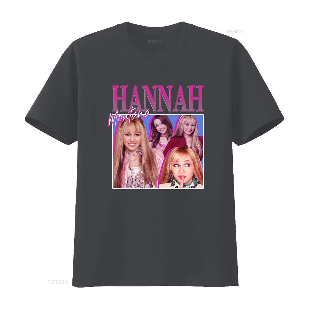 Hannah Montana Miley Cyrus 90s Rap Hip Hop Bootleg Homage T Shirt vintage Washed Versatile Top For Everyday Wear Soft Slightly