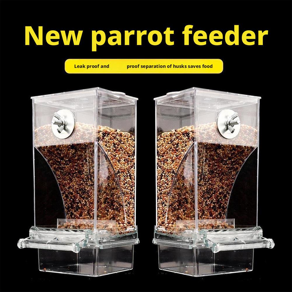 No Mess Automatic Bird Feeder Transparent Drinker Food Container Cage Parrot Feeder Parakeets Bird Cage Accessories