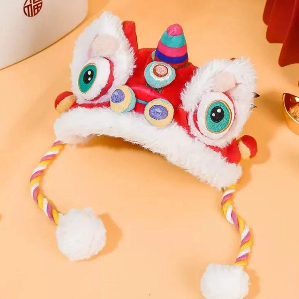 Soft Cat Dance Lion Hats Cartoon Pet Christmas Costume Cat New Year's Headwear  Dress Up Supplies