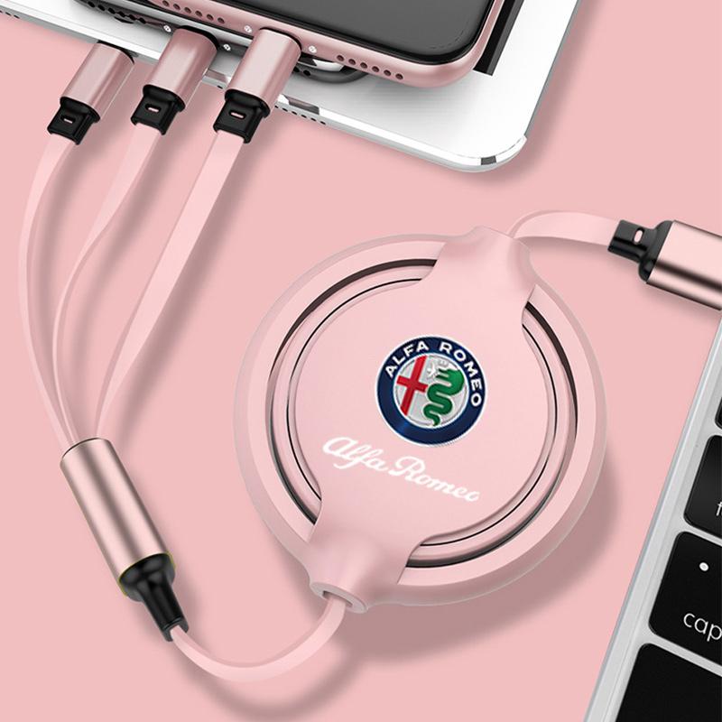 Fast Charing Data Cable 100W Multifunctional 3 In 1 Data Cord For Alfa Romeo Giulietta Giulia Stelvio 156 Gt 159 147 166 Gtv