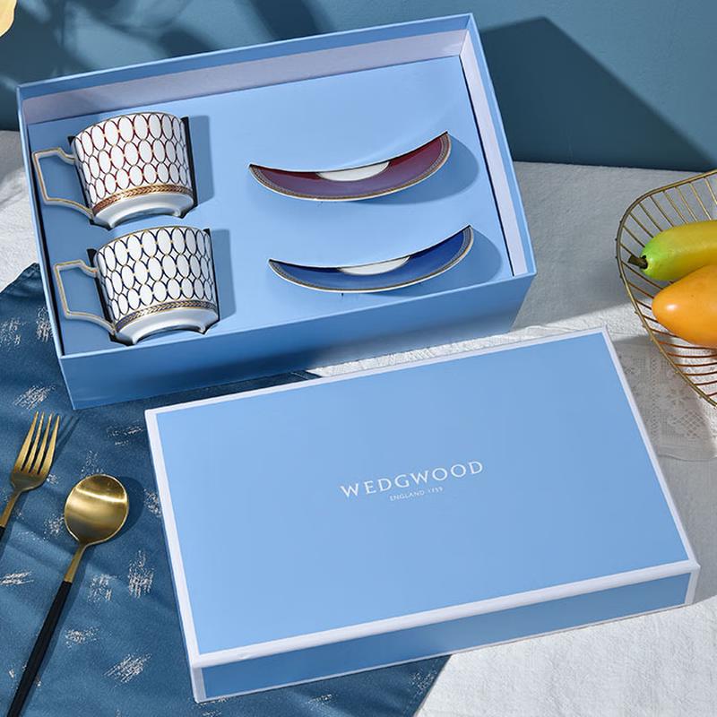 Wedgwood Golden Age Gilded Red & Midnight Blue Cup & Saucer Set