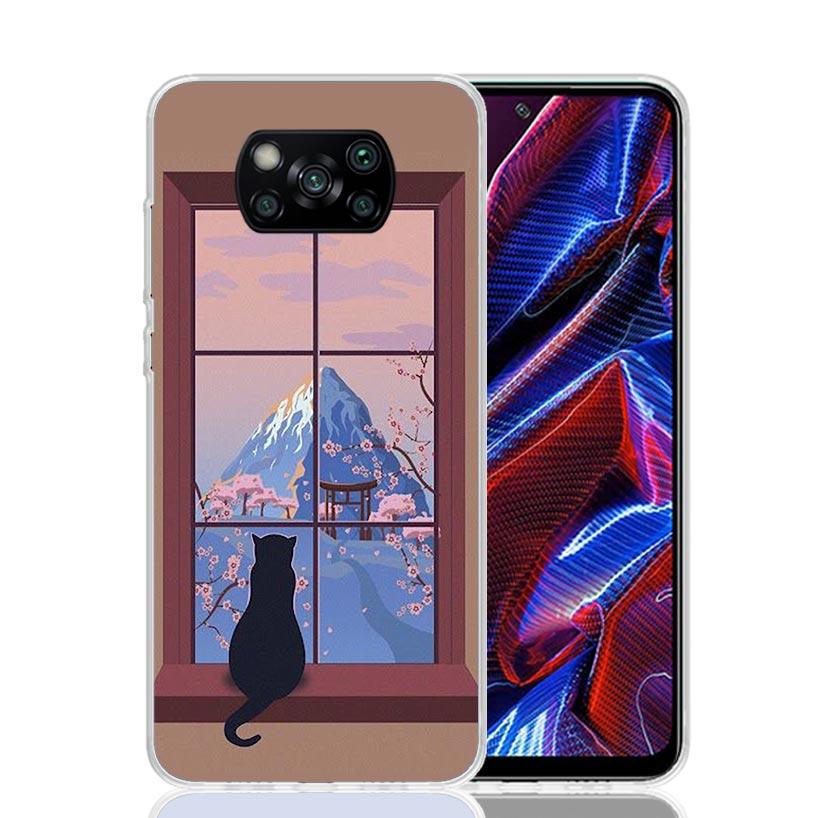 Black Cat Cartoon Cute Case Phone Cover for Xiaomi Redmi Note 10 9 9S 8 8T 7 5 Pro Mi 12T 11T 10T 9T 12 11 Lite A3 A2 Trend Fund