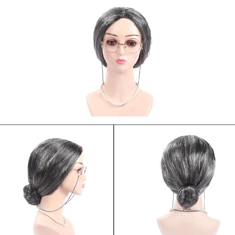 Old Lady Dress Up Outfit 100 Days of School Costume Set Wig & Glasses for Girls