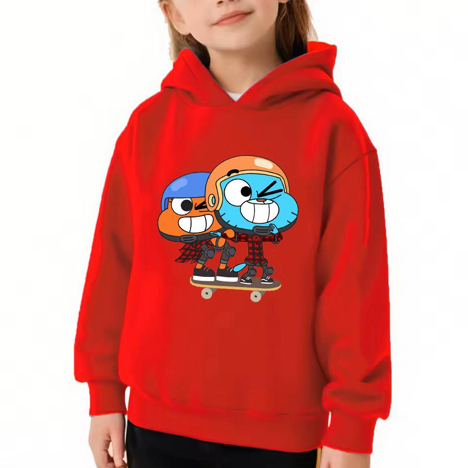 The Amazing World of Gumball Hoodie Children Anime Fashion Pullover Baby Girl Cartoon Boys Autumn Hooded Sweatshirt Kids Clothes