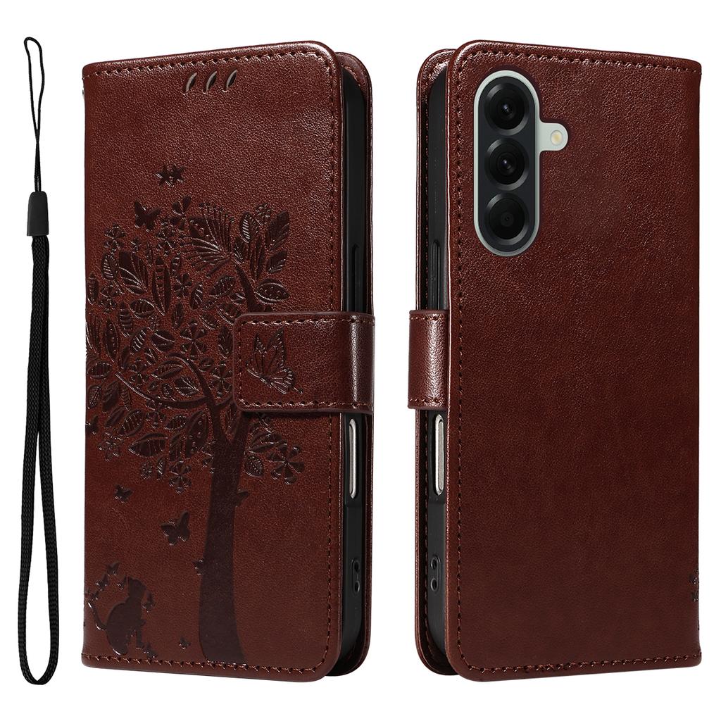 For Samsung Galaxy A57 5G Phone Case with Stand Cat Tree Pattern Leather Wallet Mobile Cover