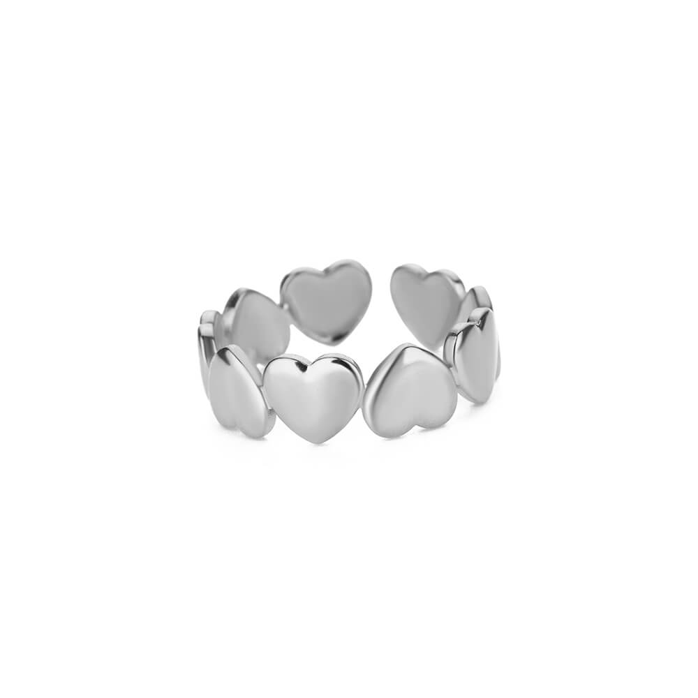 Stainless Steel Heart Rings For Women Opening Adjustable Gold Color Heart Ring Wedding Couple Christmas Jewelry Party Gifts