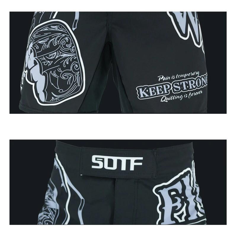 SOTF MMA Černá Geometrie Bojová Softshellová Bunda Potisk Písmen Tygr Muay Thai Kickbox Boxerské Oblečení Muaythai Šortky Sanda mma