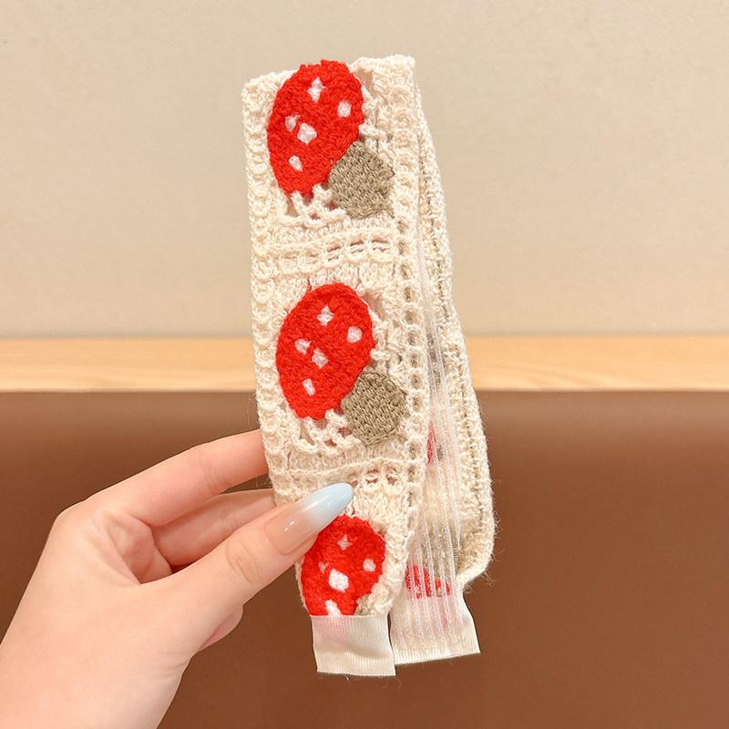 Kids Pastoral Style Floral Knitting Bangs Hairband Girl Broken Hair Finishing Hairband Sweet Headband Face Wash Hairpin