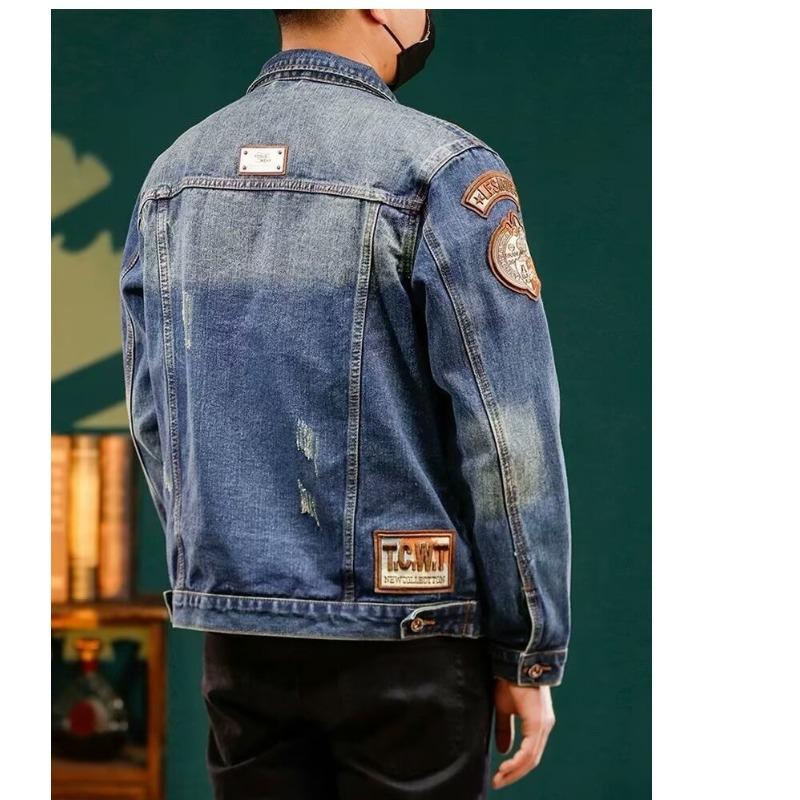 Men's 2025 Spring/Autumn High-End Washed Denim Jacket - Trendy Versatile Workwear Outerwear