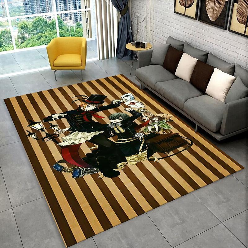Black Butler Cartoon Anime Carpet Rug for Playroom Bedroom Living Room Sofa Home Decor,kid Game Area Rug Non-slip Floor Mat