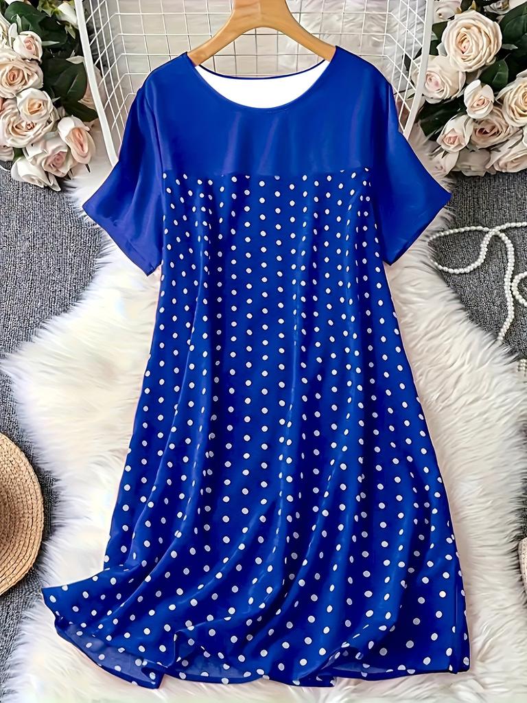 Spring and summer new polka dot round neck short-sleeved nightdress comfortable dress women's clothing factory direct sales