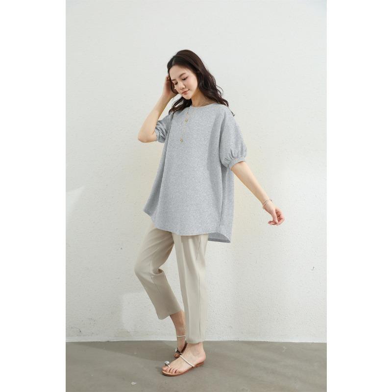 

Женская Новая Летняя Мода С Коротким Рукавом Свободные Тонкие Повседневные С Круглым Вырезом Наружные Для Прикрытия Мяса Универсальные Топы One size серый